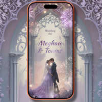 Purple Floral Wedding Video Invitation – Romantic Fairytale Digital Invite