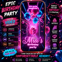3D Neon Glow Birthday Video Invitation for Mobile