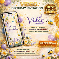 Cute Bee Birthday Video Invitation with Balloons – Digital & Customizable
