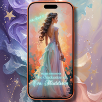 Magical Pastel Gown Prom Video Invitation, Digital Graduation Invite for Mobile