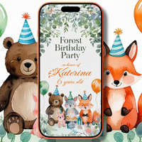 Forest Friends Birthday Invitation Video – Digital Woodland Animal Party Invite