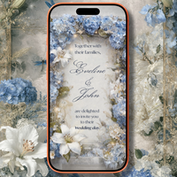 Elegant Blue Floral Wedding Video Invitation – Personalized Digital Wedding Invite