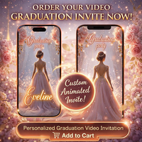 Elegant Pink Floral Graduation Video Invitation with Glitter – Perfect Digital Invite for Prom