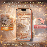 Elegant White Baby Crib Digital Video Invitation for Baby Shower