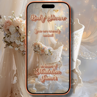 Elegant White Baby Crib Digital Video Invitation for Baby Shower