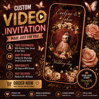 Luxury Burgundy Wedding Video Invitation | Romantic Floral Digital Wedding Invite