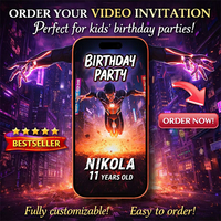 Comics Superhero Digital Video Birthday Invitation for Kids – Custom Animated Superhero Party E-Invite