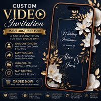 Navy Blue Wedding Video Invitation | Elegant White Floral Digital Wedding Invite