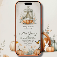 Fairytale Baby Shower Invitation with Pumpkin Carriage Crib – Romantic Hand-Drawn Design