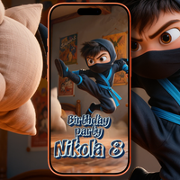Ninja Birthday Video Invitation - Animated Ninja Party Invite for Kids