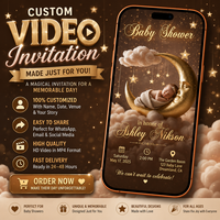 Dreamy Moon Baby Shower Video Invitation | Personalized Blush Pink Digital Invite