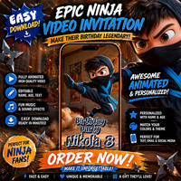 Ninja Birthday Video Invitation - Animated Ninja Party Invite for Kids