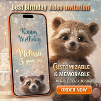 Talking Teddy Bear Birthday Digital Video Invitation for Boy or Girl | Cute Bear Party Invite | Animated Kids Birthday Invitation