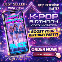 K-POP Birthday Party Digital Video Invitation – Fun & Stylish K-Pop Theme Invite