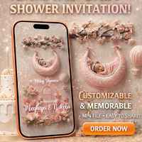 Crochet Baby Shower Digital Video Invitation | Handmade Knitted Style Baby in Cradle | Knitted Fairytale Family Hug Invite