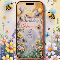Cute Bee Birthday Video Invitation with Balloons – Digital & Customizable
