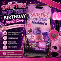 Swiftie Video Invitation, Pop Star 13th Birthday Invitation Mobile, Animated Birthday Invite Digital, Teen Girl Pop Star Party