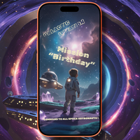 Space Birthday Digital Video Invitation for Boy | Galaxy Theme Kids Party Invite