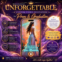 Magical Pastel Gown Prom Video Invitation, Digital Graduation Invite for Mobile