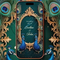 Luxury Peacock Wedding Digital Video Invitation – Elegant Royal Blue & Gold Digital Wedding Invite