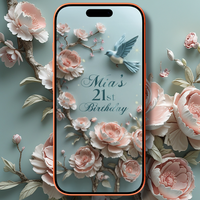 21st Birthday Video Invitation | Personalized Elegant Floral Digital Invite
