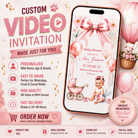 Personalized Baby Shower Video Invitation – Pink Floral Baby Girl Design