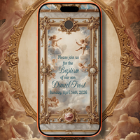 Elegant Digital Baptism Video Invitation in Fresco Style – Premium Christening Video Invite Template