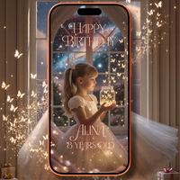 Magical Butterfly Theme Digital Invite with Beautiful Little Princess Girl