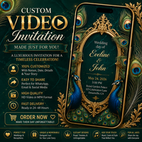 Luxury Peacock Wedding Video Invitation | Elegant Emerald & Gold Digital Wedding Invite