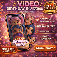 Girls Birthday Party Digital Video Invitation