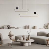 Модерен висящ LED полилей 48W – черно и златно, топла светлина 3000K