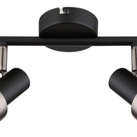 Модерен спот 2-ка – матирано черен и матиран хром метал, GU10, 2x50W