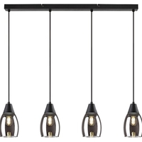 Модерен висящ полилей с 4 светлоизточника – черен с димно стъкло