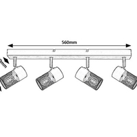 Индустриален спот 4xE14 – метал и дърво в цвят дъб с черни абажури
