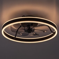 Смарт LED таванен плафон с вентилатор 40W – черен, 3 цвята светлина, дистанционно