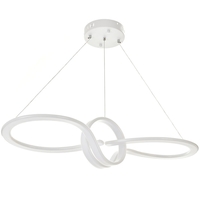 Модерен LED полилей от метал и PVC – бял, 198W, с дистанционно и регулируема височина