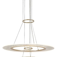 Модерен LED полилей 36W, златен метал и акрил, Ø550 мм