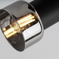 Модерен  единичен спот осветител – E14, 1xMAX15W, IP20, черен метал, стъкло с димен цвят