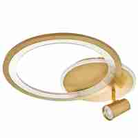 LED таванен плафон 69W – матирано злато със Smart управление, димиране и подвижни рамена