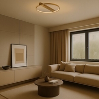 Модерен LED таванен плафон 45W с топло бяла светлина – златен