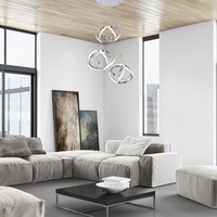 Модерен висящ LED полилей 50W – хром, топла светлина 3000K