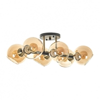 Класически полилей – бронз и черно с прозрачни стъклени абажури,6 X E27