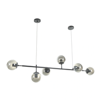 Черен винтидж полилей 6xE27 метал и стъкло