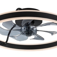 Смарт LED таванен плафон с вентилатор 40W – черен, 3 цвята светлина, дистанционно