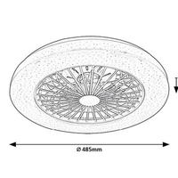 Мултифункционален LED таванен плафон с вентилатор, RGB и звезден ефект