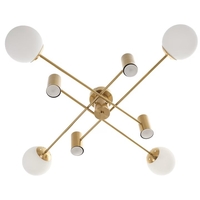 Модерен полилей от метал и стъкло – матирано злато, E27 + GU10, 8 светлоизточника