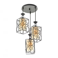 Винтидж полилей 3xE27  – черен с жълто стъкло