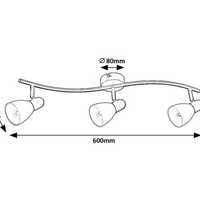 Спот3xE14, 40W черен метал и бяло стъкло