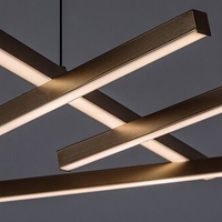 Модерен LED полилей с дистанционно управление – 40W, 3000K–6500K, черен-матирано златен метал