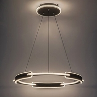 Модерен висящ LED полилей 45W с регулируема цветна температура – черен